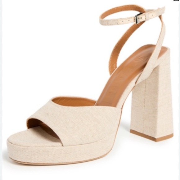STAUD Shoes - BNwT STAUD Natural Linen Solange Block Heel Platform Sandals Size 41 / 10.5